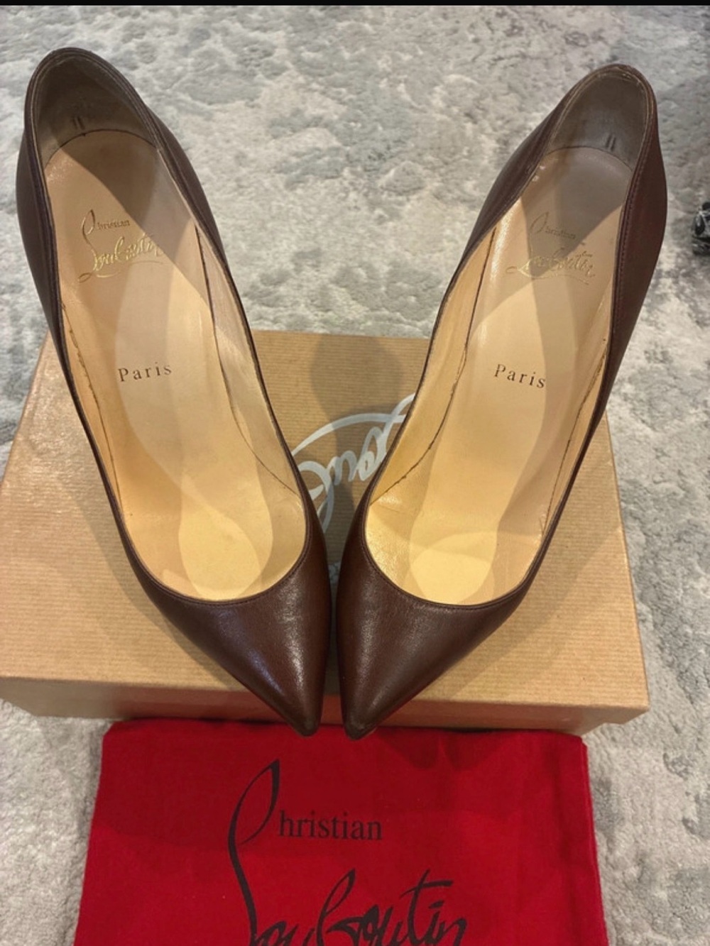 Christian Louboutin Brown Nude 7 Nappa Leather Pigalle Follies 100 Pumps-38